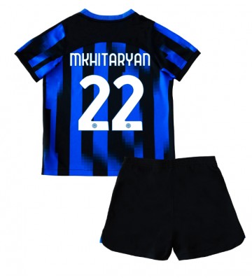 Lacne Dětský Futbalové dres Inter Milan Henrikh Mkhitaryan #22 2023-24 Krátky Rukáv - Domáci (+ trenírky)
